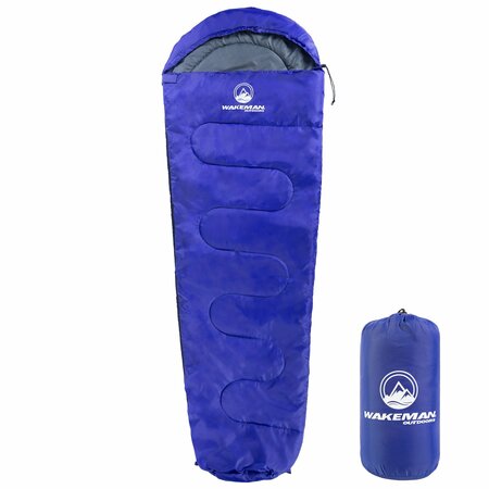 WAKEMAN OUTDOORS Mummy Sleeping Bag, Blue 75-CMP1115